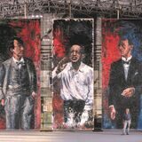 Das vermutlich größte Triptychon der Welt hat Oliver Jordan (unten rechts) 2001 für das Konzerthaus Dortmund gemalt. Die Porträts von Gustav Mahler, Igor Strawinsky und Arnold Schönberg (v.-l.) hängen seit 2002 im Komponistenfoyer.