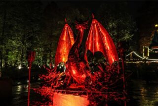 Lichtkunst beim Weihnachtsmarkt im Fredenbaumpark in Dortmund