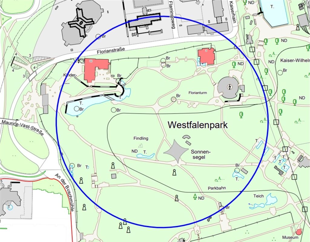 Hauptsächlich betroffen ist der Westfalenpark in Dortmund Hauptsächlich betroffen ist der Westfalenpark in Dortmund