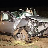 Durch die Wucht des Aufpralls landete der Nissan Qashqai um 180 Grad gedreht auf dem nahen Acker.