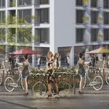 Gastronomie im Erdgeschoss, darüber Wohnungen: So soll sich die Immobilie 2024 am künftigen Boulevard Kampstraße präsentieren.