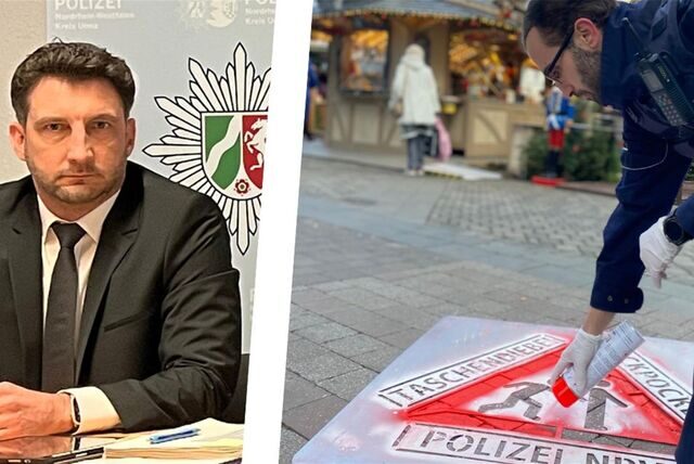 Vorsicht, Taschendiebe! Polizisten demonstrieren auf diesem Symbolbild, wie Täter zuschlagen. Die Fallzahlen im Kreis Unna sind deutlich angestiegen.