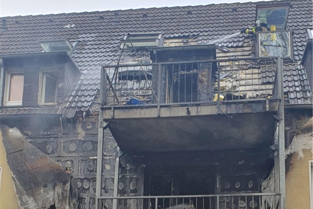 Blick auf die Einsatzstelle in Essen. Blick auf die Einsatzstelle in Essen.