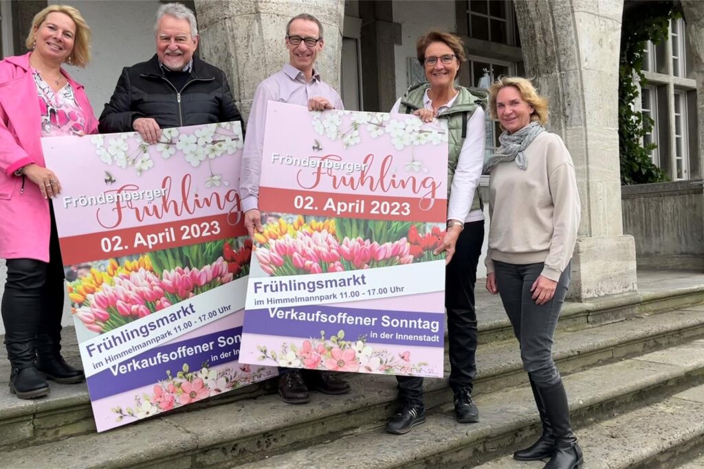 Freuen sich auf den Frühlingsmarkt (v.l.): Claudia Meier (Werbering), Wolfgang Hüttner (Werbering), Hubert Sallamon (Stadt Fröndenberg), Bürgermeisterin Sabina Müller, Sabine Dettmann (Stadt Fröndenberg) Freuen sich auf den Frühlingsmarkt (v.l.): Claudia Meier (Werbering), Wolfgang Hüttner (Werbering), Hubert Sallamon (Stadt Fröndenberg), Bürgermeisterin Sabina Müller, Sabine Dettmann (Stadt Fröndenberg)