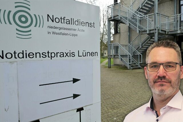 Dr. Arne Krüger, Notdienstbeauftragter und Vorsitzender des Lüner Ärztevereins, kündigt den Umzug der Notdienstpraxis aus der ehemaligen Krankenpflegeschule zurück ins Krankenhaus an.