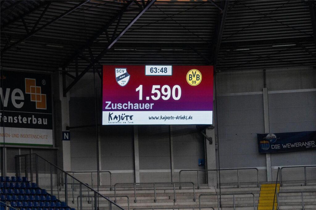 1590 Zuschauer verfolgen das Spiel zwichen Verl und dem BVB.