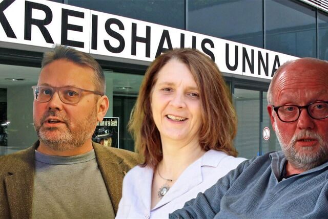 von links Timon Lütschen, Marion Küpper und Dr. Hubert Seier, alle drei die Mitglieder des Kreistags in Unna,