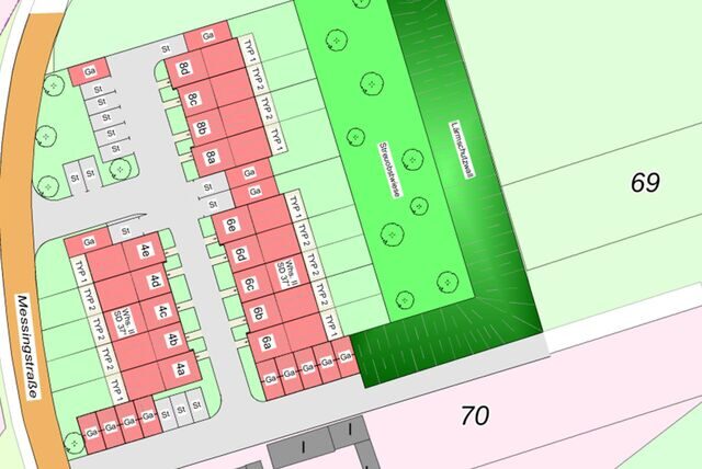 Reihenhaussiedlung an der Messingstraße in Schwerte