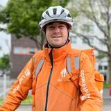 Gustav Berger ist Lieferando-Fahrer in Dortmund. „Ich komme auf 1000 Kilometer im Monat“, sagt der 31-jährige Radfahrer.