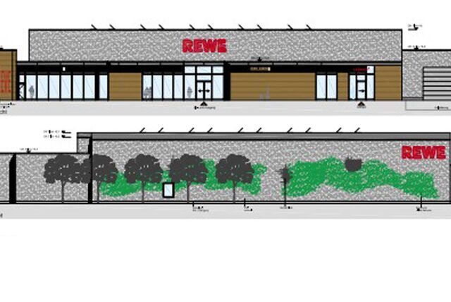 So soll der neue Rewe laut Bebauungsplan aussehen.