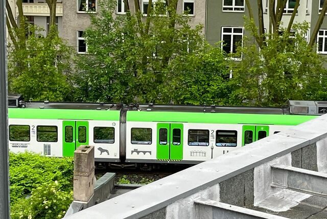 Ein Zug steht am Dienstagmorgen auf dem Gleisabschnitt zwischen Möllerbrücke und Stadthaus.