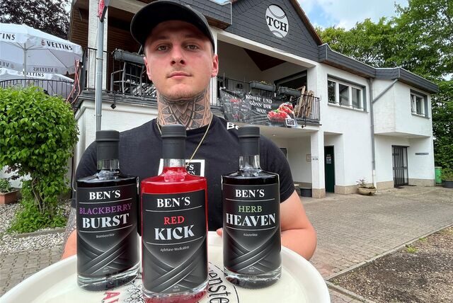 Mit nur 20 Jahren hat Ben Kube im Sommer 2022 das Vereinslokal des TC Holzwickede übernommen. Jetzt vertreibt der junge Gastronom seinen eigenen Schnaps.