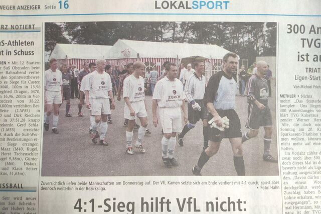 Der VfL Kamen überstand vor 20 Jahren die ersten Runden der Aufstiegsrelegation zur Landesliga. Erst im Halbfinale war Schluss. Ein kurzer Hoffnungsschimmer war nach der erteilten Lizenz für den KFC Uerdingen aber schnell wieder begraben.
