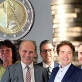 Verfassten einen Brandbrief an den Kreis Unna: die Kämmerinnen und Kämmerer (v. l.) (Marc Alexander Ulrich (Bergkamen), Sylvia Engemann (Selm), Christian Völkel (Kamen), Niklas Luhmann (Schwerte), Marco Schulze-Beckinghausen (Werne), Dr. André Jethon (Lünen) und Michael Strecker (Unna).