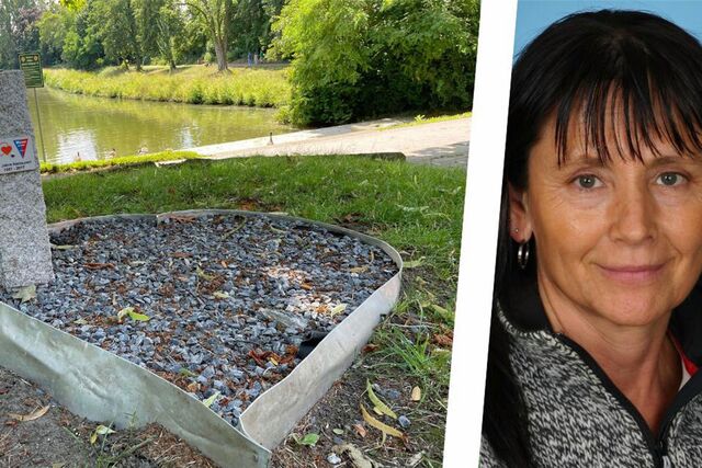 Nach der wiederholten Zerstörung der Herzsport-Skulptur am Stadtsee in Werne denkt Gruppenleiterin Angelika Henser über ein neues Aussehen des Denkmales nach.