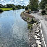 Ruhr Blick nach Westen von der Ruhr Brücke Mendener Straße in Wickede Ruhr