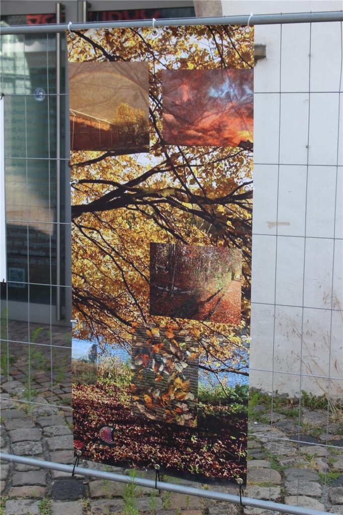 Herbstmotive aus Schwerte sind zu einer Kollage verschmolzen, die goldbraun zu schimmern scheint.
