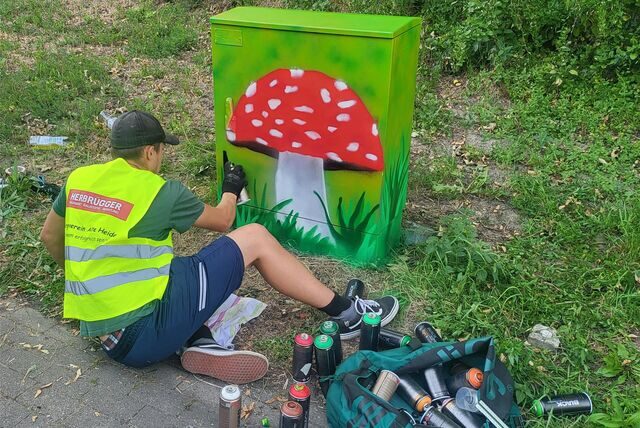 Sprayer in Alte Heide: Graffitikünstler verschönern im Unnaer Norden mehrere Stromkästen.