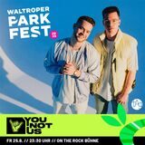 Das DJ- und Produzenten-Duo YouNotUs auf einem Plakat für das Waltroper Parkfest 2023.