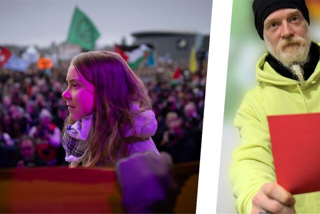 Eine Montage zeigt links Greta Thunberg und rechts den Recklinghäuser Klimaaktivisten Peter Gerwinat.
