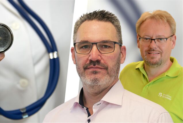 Dr. Arne Krüger (.l), Vorsitzender des Lüner Ärztevereins, und Matthias Schröder, Hausarzt in Selm, machen auf die aktuelle Situation der Hausärzte in Lünen und Selm aufmerksam.