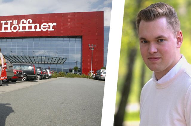 Eine Montage zeigt links Parkplatz eines Höffner-Möbelhauses und rechts den FDP-Fraktionsgeschäftsführer in Unna, Felix Wesemann