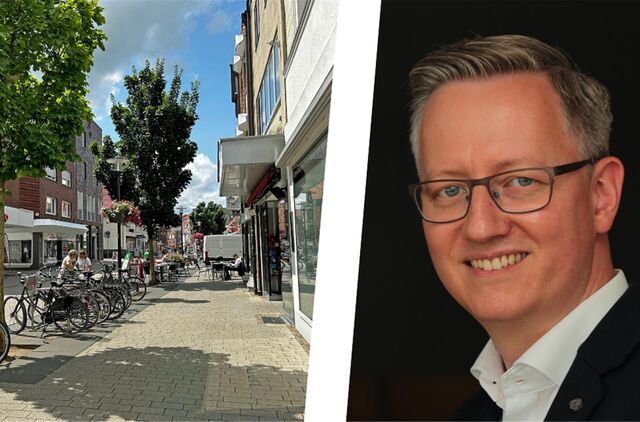 Montage: Wirtschaftsförderer Matthias Stiller und die Fußgängerzone in der Werner Innenstadt.