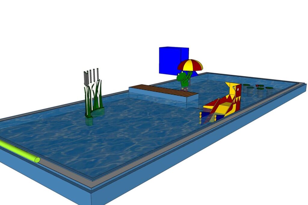 Eine Simulation des neuen Kinderbeckens für das Freibad Dellwig Eine Simulation des neuen Kinderbeckens für das Freibad Dellwig