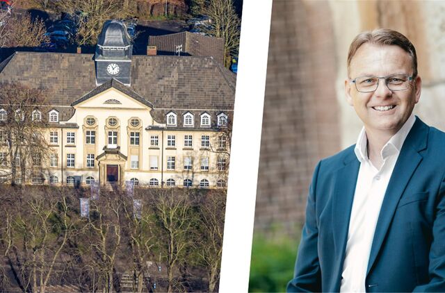 Montage Bürgermeister Thomas Orlowski und das Amtshaus.