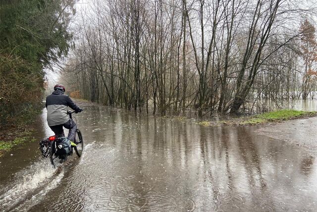 Die Pegelstände sind hoch, an vielen Stellen sind Ruhr und Mühlenstrang über die Ufer getreten. Die zuständigen Stellen warnen davor, die Radwege weiter zu benutzen.