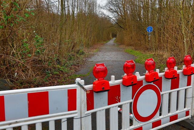 Der Waldweg für Fußgänger und Radfahrer von der Erich-Ollenauer-Straße zum Pantenweg ist gesperrt.