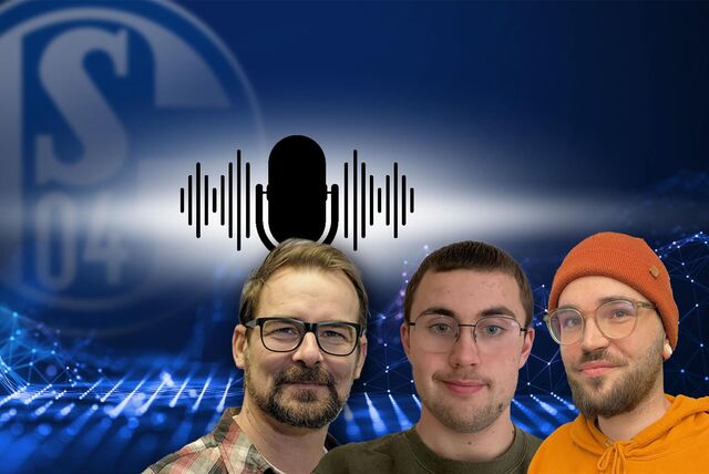 Schalke-Reporter René Preuß mit den Schalke-Experten Tim Kühnel und Nicolas Keßeboom im neuen „Schalke-Pottcast“.