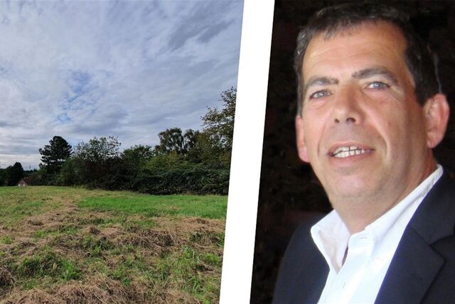 Die Bildmontage zeigt links das Zabel-Grundstück an der Fröndenberger Straße in Unna-Kessebüren und rechts Architekt Michael Deterding.