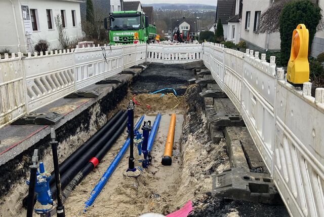 Baustelle der Stadtwerke in der Overbergstraße in Fröndenberg