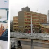 Fotomontage, eine Person tippt in den Computer. Auf der anderen Seite: Das Rathaus von Bergkamen.