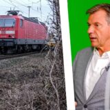 Die Montage zeigt links eine Rangierlok, rechts Bürgermeister Christoph Tesche.