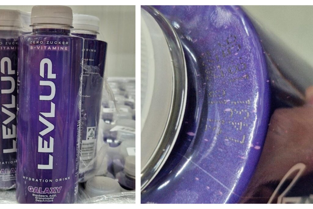 Eine Collage zeigt links eine Flasche des Eine Collage zeigt links eine Flasche des