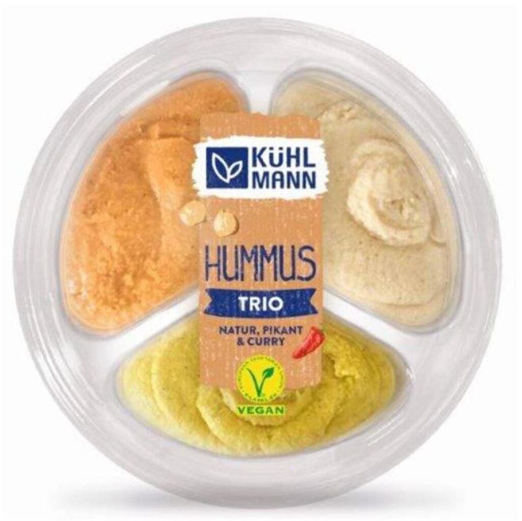 Eine Packung des Hummus von Kühlmann, für den es eine Rückrufaktion gibt.
