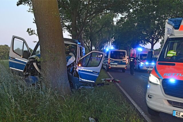 2023 kam ein Polizei-Streifenwagen von der Fahrbahn ab und prallte frontal vor einen Baum. Bei den Ermittlungen gibt es nun Ungereimtheiten.
