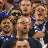 Steven Skrzybski (Holstein Kiel),Timo Becker (Holstein Kiel) jubeln in der Nordkurve.