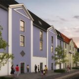 So soll die neue Häuserzeile von der Selmer Kreisstraße aus betrachtet aussehen. Hinter dieser Wand wird sich der Netto-Markt befinden. Etwas weiter (nicht im Bild)der dm-Markt.