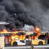 5. März 2012: Am Busbahnhof Unna brennt ein Bus.