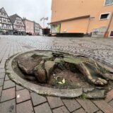 Der Stumpf eines gefällten Stadtbaumes an der Wasserstraße in Unna.