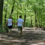 Montage: Links Symbolbild der dpa, das zwei wandernde Menschen zeigt. Rechts: der Lüner Wandervogel Diethelm Textoris.