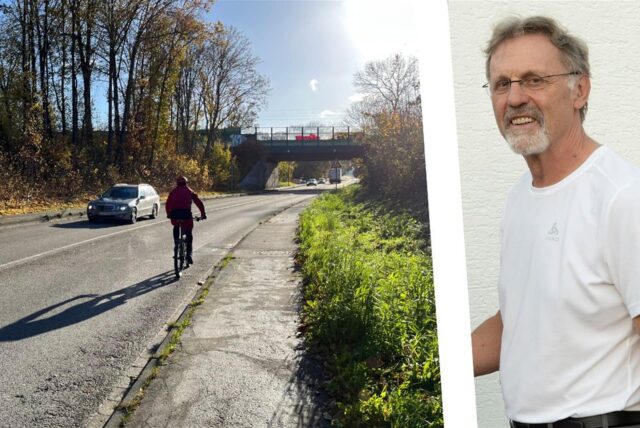 Die Bildmontage zeigt den südlichen Abschnitt der Kleistraße und Massens Ortsvorsteher Meinolf Moldenhauer. Er fordert hier ein Tempolimit.