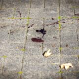 Blut auf Gehweg-Pflaster