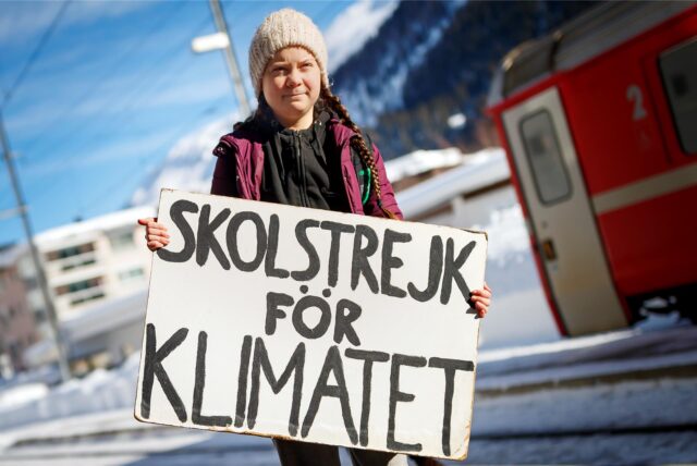 Schweiz, Davos: Die schwedische Klimaaktivistin Greta Thunberg