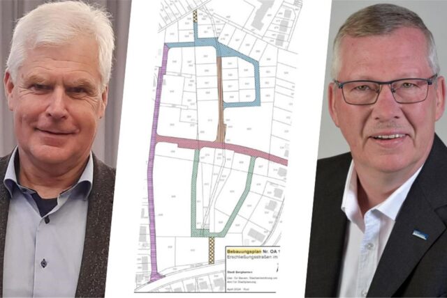 CDU-Fraktionschef Thomas Heinzel, die Straßen im Neubaugebiet Oberaden Zentral und Oberadens Ortsvorsteher Michael Jürgens.
