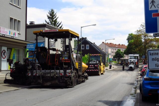 Baustelle auf der Bebelstraße in Lünen