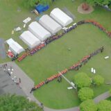Luftaufnahme vom Kreiszeltlager der Jugendfeuerwehren aus dem Kreis Unna Pfingsten im Elsebad in Schwerte-Ergste.